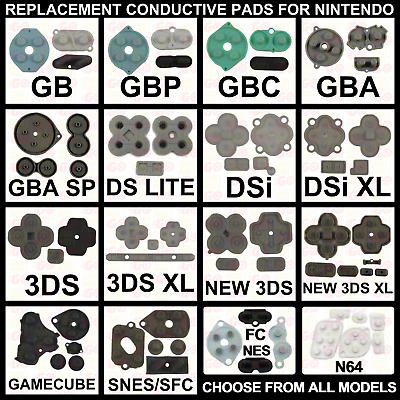 #ad Conductive Rubber Pad GB GBC GBA SP DS Lite DSi New 3DS XL SNES NES N64 Wii U FC $4.99