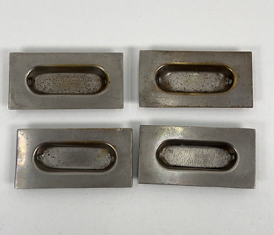 #ad 4 Vtg Nickel over Brass Window Sash Lifts Recessed Hardware Antique Pull Chrome $22.46