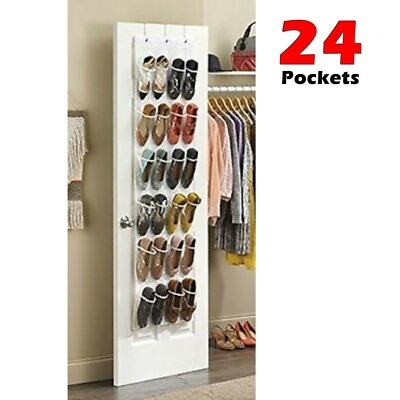 #ad Over The Door 24 Shoe Organizer Rack Hanging Storage Holder Hanger Bag Closet $6.95