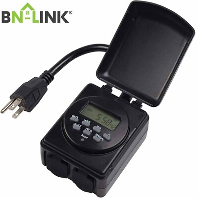 #ad BN LINK 7 Day Outdoor Heavy Duty Digital Programmable Timer Dual Outlet 1875W $15.99