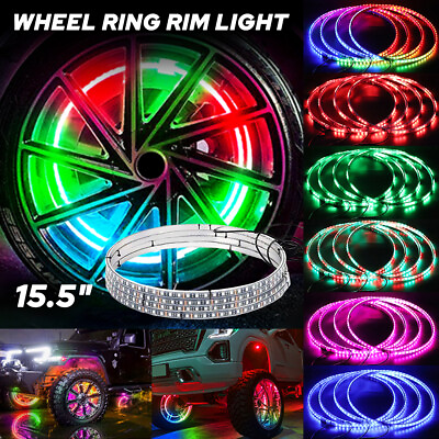 #ad 4x RGB Lights Wheel 15.5#x27;#x27; Ring Light For LED Truck Car Lights Rim Bluetooth APP $73.14