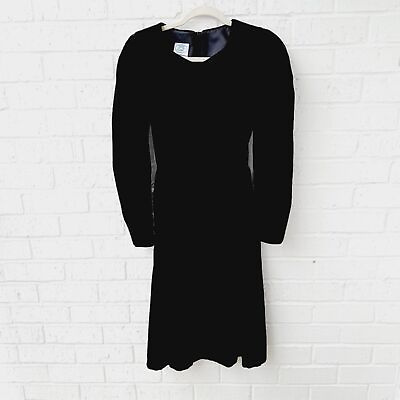 #ad LAURA ASHLEY Vtg Black Velvet with Puffy shoulder Long Sleeves sz: 6 $43.94