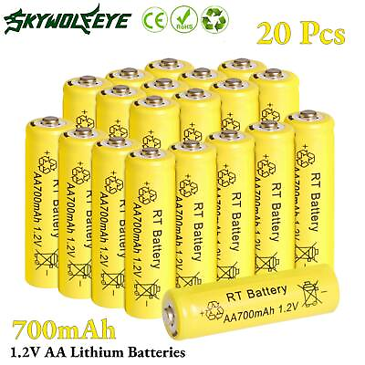 #ad 20Pcs AA Rechargeable Solar Light Batteries 700mAh NiMH 1.2V Battery Cell $11.89