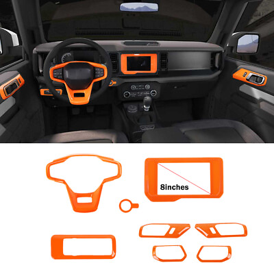 #ad Headlight Steering Wheel Center Console Dash Trim For Ford Bronco 21 Orange 8X $76.83
