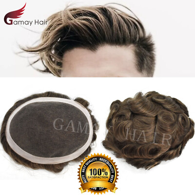 #ad Mens Toupee French Lace Breathable Natural Human Hair piece Real Knots Wigs D7 5 $209.00