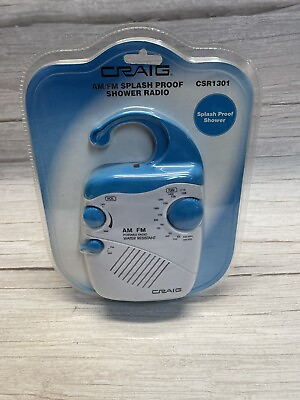 #ad Craig Am Fm Splash Proof Shower Radio White Blue CSR 1301 New Sealed $22.55