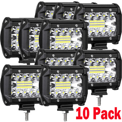 #ad 10Pcs 4inch LED Work Light Bar Spot Pods Fog Lamp Offroad Driving Truck SUV ATV $36.95