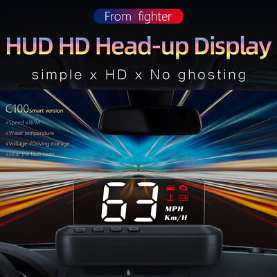 #ad Car OBD2 HUD Head Up Display Digital Speedometer Projector Alarm Mileage C100 $25.99