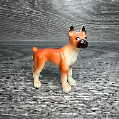 #ad Vintage Dog Figurine Boxer or French Bulldog? Ceramic? 2quot;L Foot Glue Residue $7.11