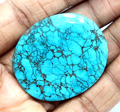 #ad Certified 114 Ct Natural Spiderweb Blue Turquoise Untreated Oval Loose Gemstone $30.00