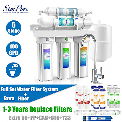 #ad 100GPD 5 Stage Under Sink Ro Reverse Osmosis System Drinking Water Filtration $25.99