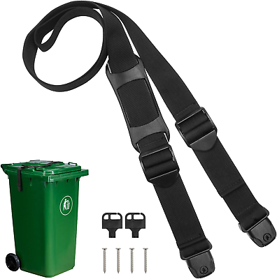 #ad Bin Strap Garbage Lock Outdoor Trash Can Lid Strap Garbage Can Security System $13.03