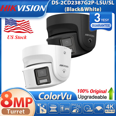 #ad Hikvision 4k 8MP Panoramic ColorVu DS 2CD2387G2P LSU SL IP Camera 180° Dual lens $228.00