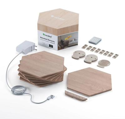#ad Nanoleaf Elements Wood Look Hexagons Smarter Kit 7 Light Panels C $240.00