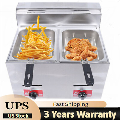 #ad Two Basket Commercial Deep Fryer 12L Liquefied Gas Use Counter Top 560*470*470mm $216.60