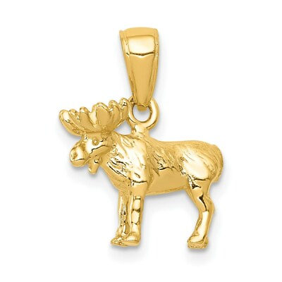 #ad Real 14kt Yellow Gold 3 D Moose Pendant $217.43