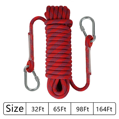 #ad 3300lb Climbing Rope Outdoor 32ft 164ft Static Safety Rappelling Rescue Cord $30.16