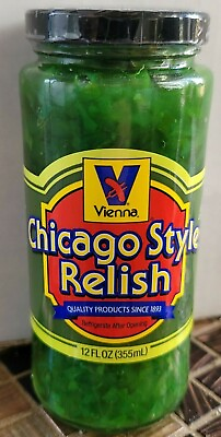 #ad VIENNA BEEF Neon Green Relish Chicago Style Hot Dog Brat 12 oz Jar $17.96