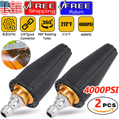 #ad 2Pcs Power Pressure Washer 4000PSI Turbo Nozzle Rotating Rotary 4.0 GPM Nozzles $14.49