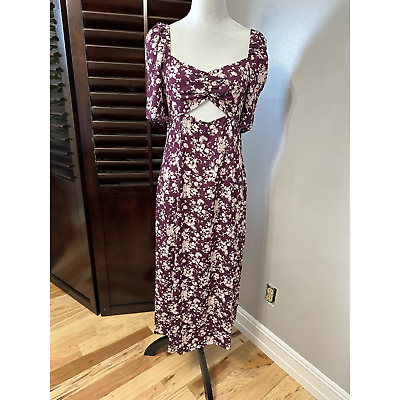 #ad Melrose And Market Womens Keyhole Bust A Line Dress Purple Floral Midi M New $29.99