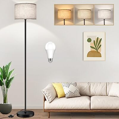 #ad Floor Lamp for Living Room Bedroom with 3CCT LED Bulb Modern Standing Black $35.28