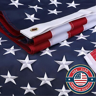 #ad 4x6 FT Outdoor Embroidered American Flag Quality Made USA Luxury Flag $17.97