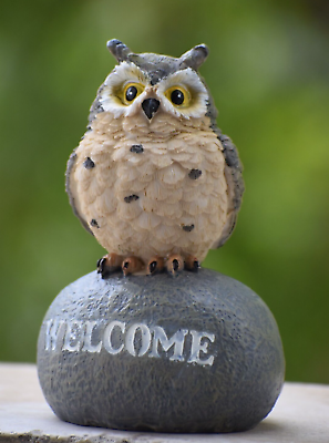 #ad Antique Owl on Rock Sculpture Welcome Owl Figurine II Desk Decor Gift $42.00