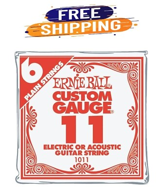 #ad Ernie Ball Custom Gauge 11 Nickel Plain Single Guitar String 6 Pack $11.99