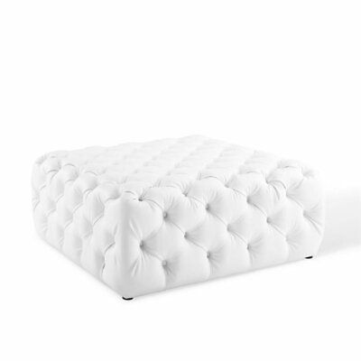 #ad Modway Amour Tufted Button Large Square Faux Leather Ottoman in White $302.99