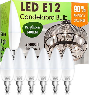 #ad E12 Candelabra LED Light Bulb 60 Watt Equivalent 5000K Daylight White Chandelie $7.99