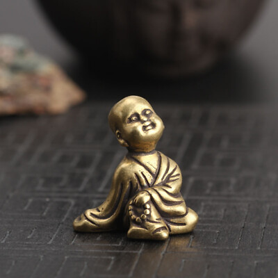 #ad Chinese Collection Brass Buddhist Monk Exquisite Statue Desk Pendant Arts Crafts $17.92