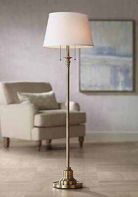 #ad Spenser Vintage Floor Lamp 58quot; Tall Brushed Antique Brass Living Room Bedroom $99.95