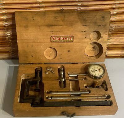 #ad Vtg Starrett 196 Dial Indicator Set with Attachments and Case $59.99