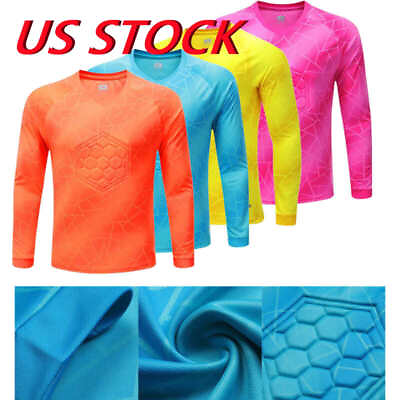 #ad US Boys Football Goalkeeper Shirts Padded Long Sleeve Soccer Goalie Jersey Tops $14.57