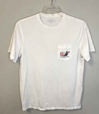 #ad Vineyard Vines Size M Patriotic Abe Lincoln White Short Sleeve Men’s T Shirt $19.93