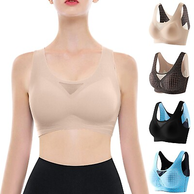 #ad Womens Bras Seamless Gathering and Lifting Sports Gym Wide Strap Full Coverage $6.92