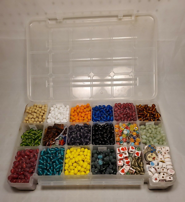 #ad Assorted Craft Beads 11 Pounds With Case $18.00