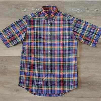 #ad Hunt Club Poplin Men#x27;s 100% Cotton Colorful Plaid Button Down Shirt Size S $13.49
