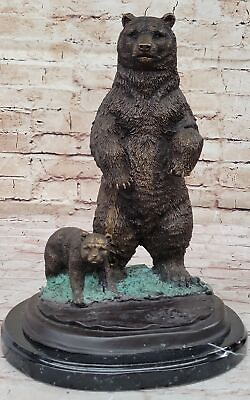 #ad Kodiak Grizzly Bear Lodge Wildlife Lodge Artwork Bronze Marble Sculpture Deal $234.50