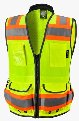 #ad Yellow Class 2 Heavy Duty Two Tone Engineer Vest $18.99