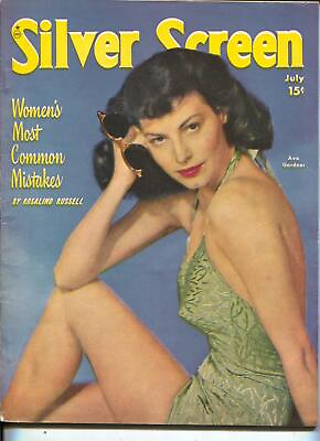 #ad MAG: Silver Screen Ava Gardner Fred Astaire Vic Mature Bob Young July 1948 $175.00