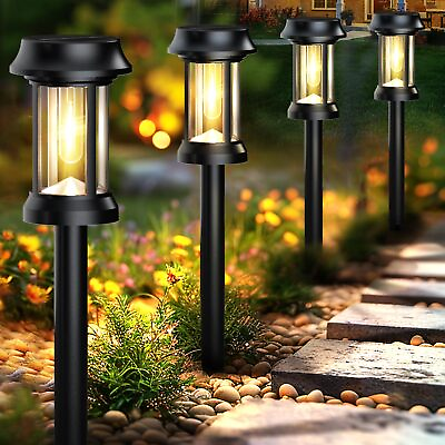 #ad Solar Pathway Lights 8 Pack Glass Solar Lights Outdoor Solar Stake Lights L... $46.19