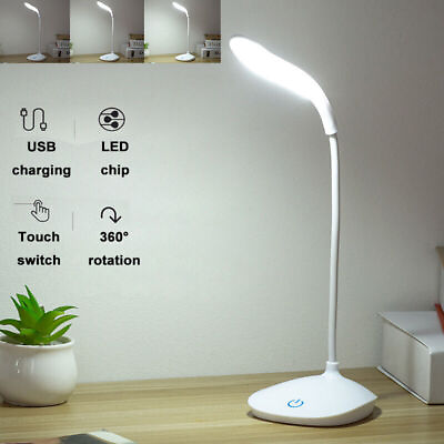 #ad Dimmable LED Desk Light Touch Sensor Table Bedside Reading Lamp USB Rechargeable $7.99