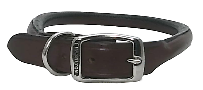 #ad HAMILTON Rolled Creased Leather Dog Collar Burgundy $16.99