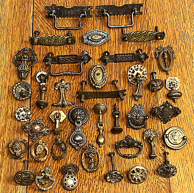 #ad 38 Antique Cabinet Drawer Ornate Pull Knob Handle Hardware Vintage Mixed Lot #H1 $59.99