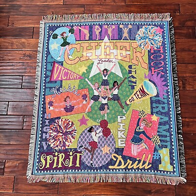 #ad Cheerleader Blanket Throw Tapestry Woven Wall Hanging With Fringe $24.99