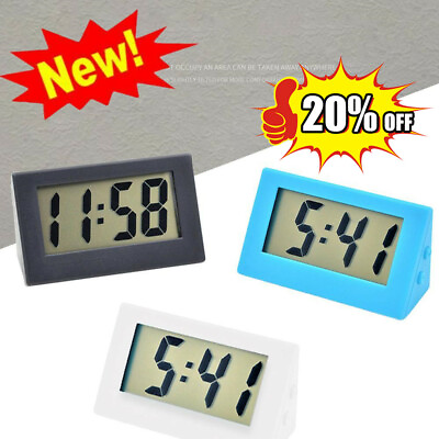#ad Creative Mini Digital LCD Household Office Mute Electronic Clock Portable S $2.00