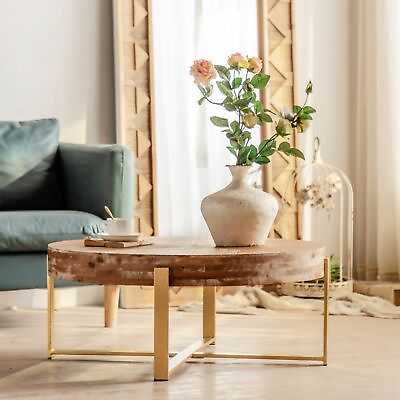 #ad 31.29quot;Modern Retro Splicing Round Coffee Table with Cross Legs $166.09
