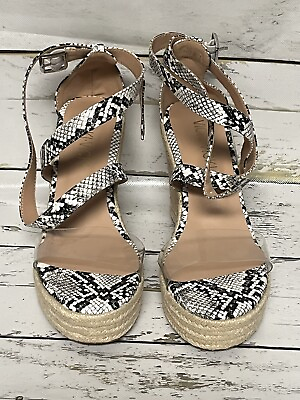 #ad Vicki Fashion Snake Skin Design Wedge Heel Strappy Sandal Women’s Size 7 Shoes $39.99