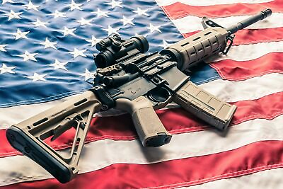 #ad AR15 AMERICAN USA FLAG Wall Print Photo Poster gun rifle $19.99